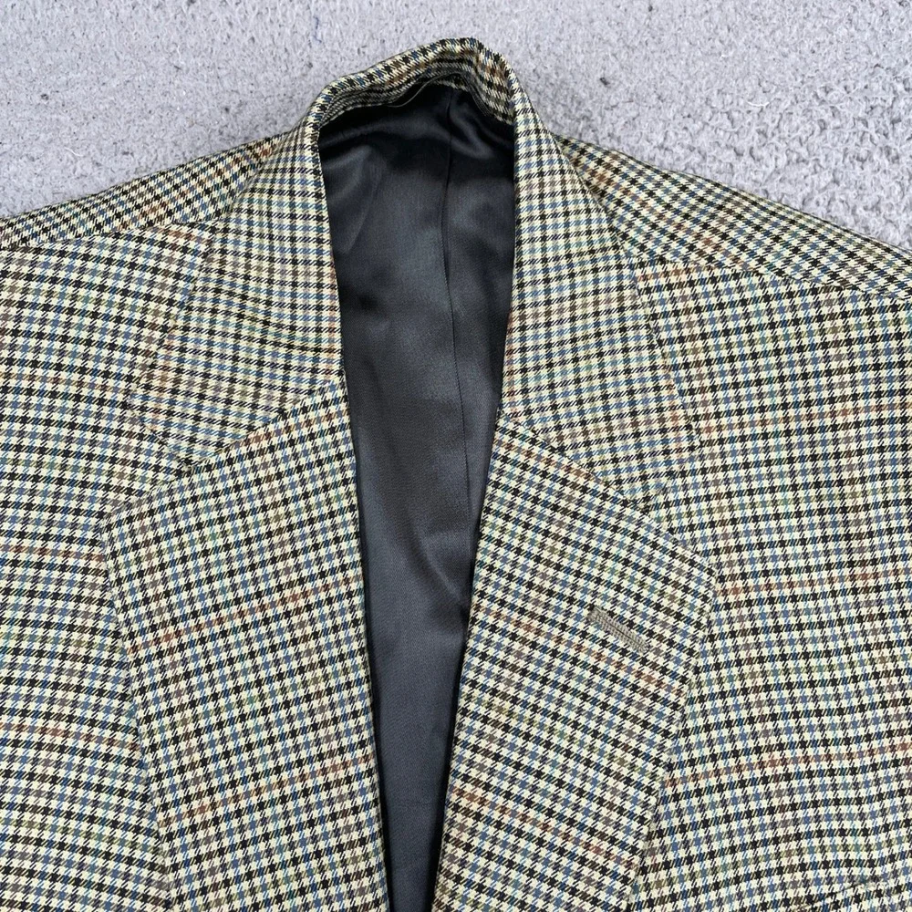 Tom James Sport Coat Mens 44 Multi Innocenti Oro Hand Tailored Check Blazer